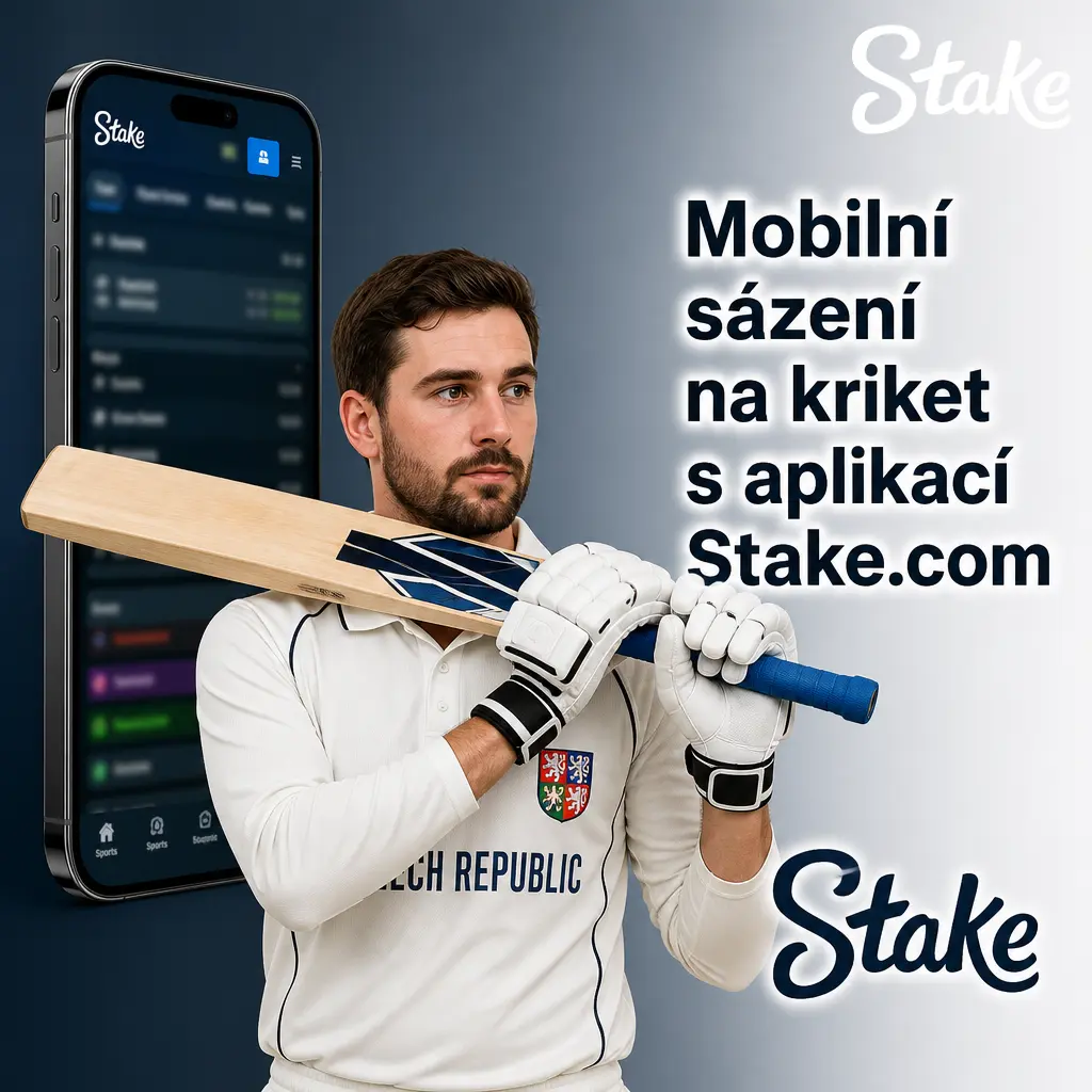Mobilní aplikace Stake.com pro sázení na kriket s živými kurzy, skóre a přehledem zápasů IPL a T20