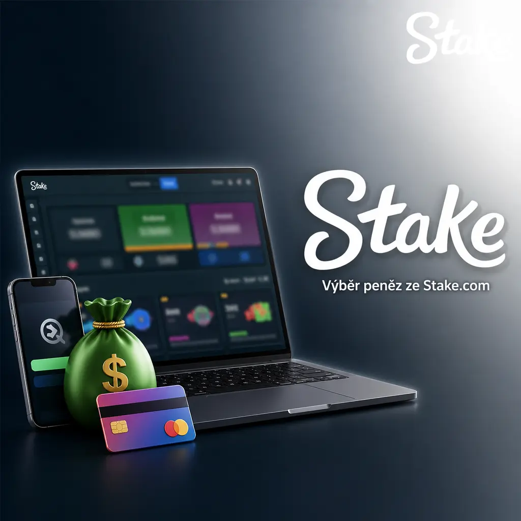 Výběr peněz ze Stake.com v sekci Wallet – ověření účtu, zadání částky a sledování stavu transakce